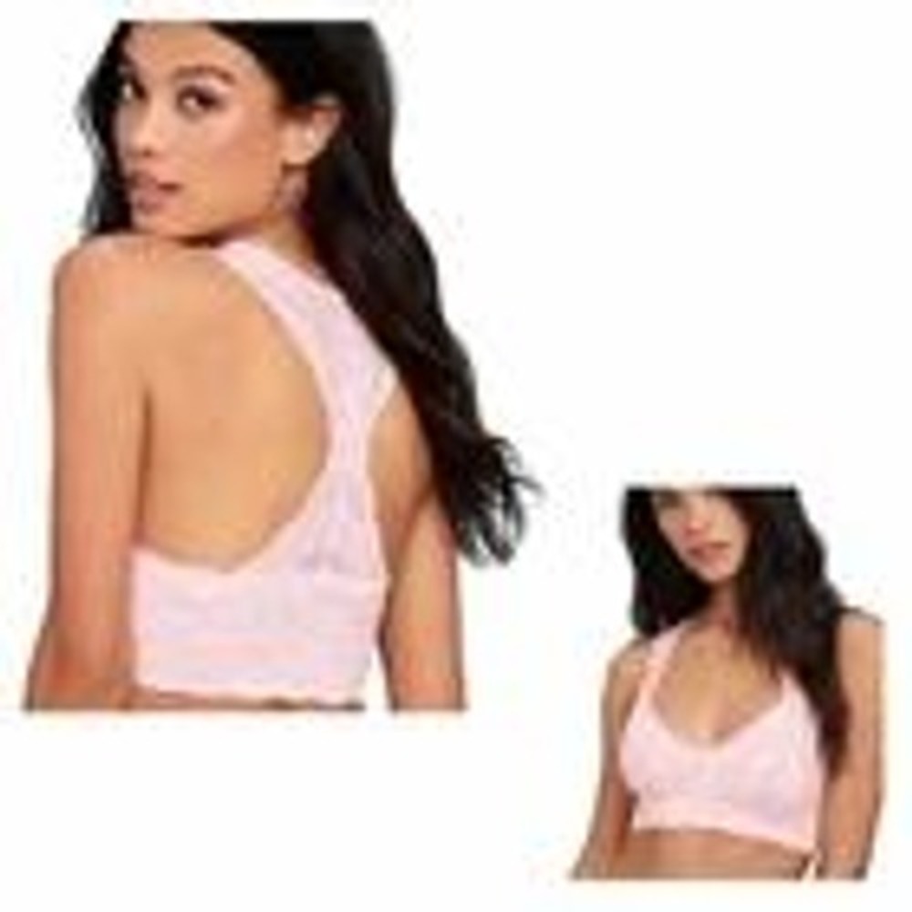 Free People Galloon Lace Racerback Bralette Ballet Pink OB590924 NWT Size M